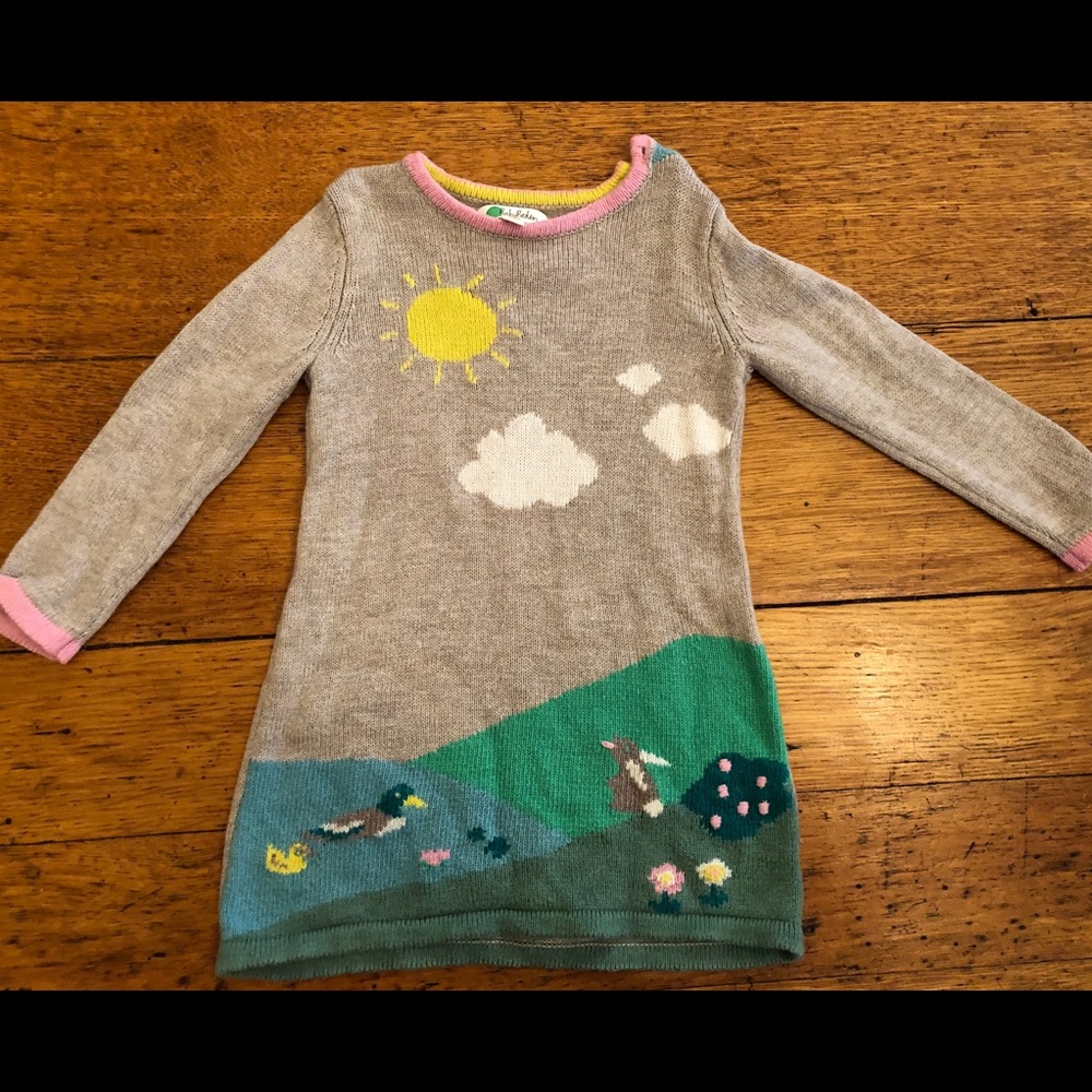 Baby Boden cotton cashmere duck pond dress